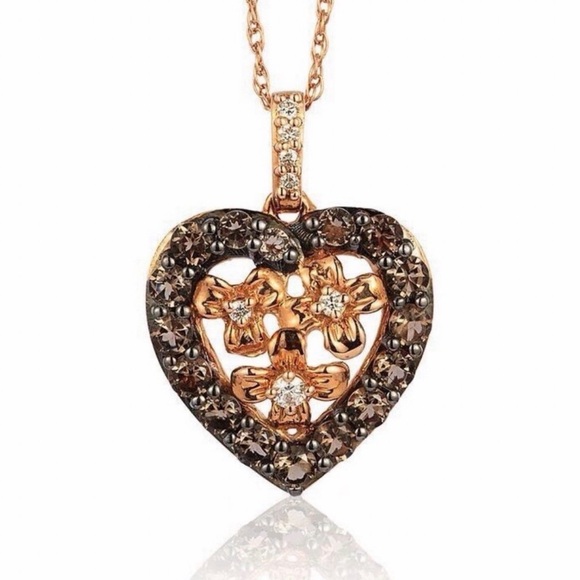 Le Vian 5/8ctw Chocolate/Vanilla Diamond 14K Rose Gold Pendant 18” Necklace NWT - Picture 1 of 12